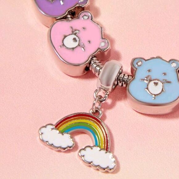 Sterling Silver Plated Care Bear Themed Loaded Charm Bracelet Adjustable Design - Picture 3 of 6